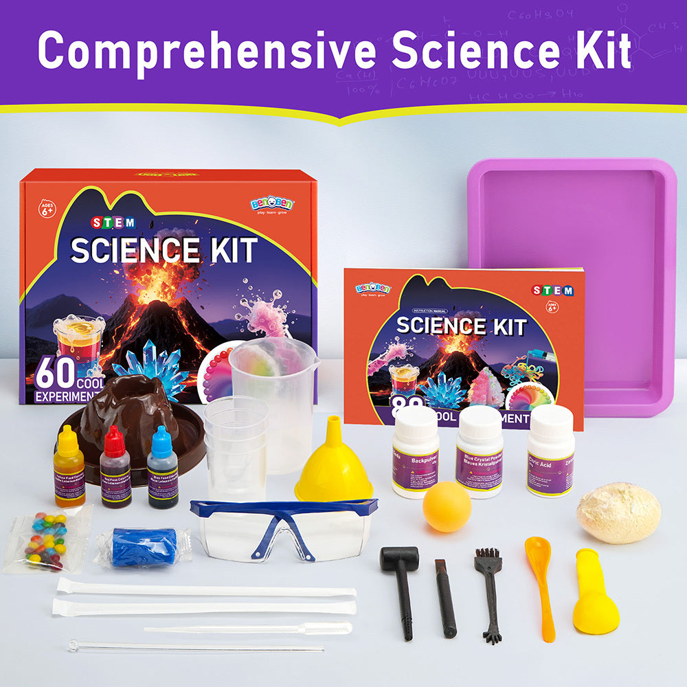 Kids Science Kit 60 Experiments STEM Educational Toy Set with Real Lab Tools for Boys & Girls Ages 6 7 8 9 10 11 12
