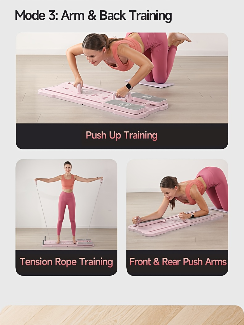 Portable Pilates Reformer Board 9-in-1 – Foldable Ab Wheel & Push-Up Workout Machine for Full Body Core Training