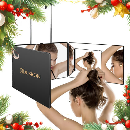 3 Way Mirror for Self Hair Cutting 360° Trifold Barber Mirror Set – Anti-Fog HD Glass, Oil-Rubbed Finish