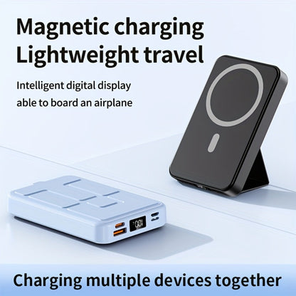 10000mAh Magnetic Power Bank with Folding Kickstand, Percentage Display and Multiple Charging Ports