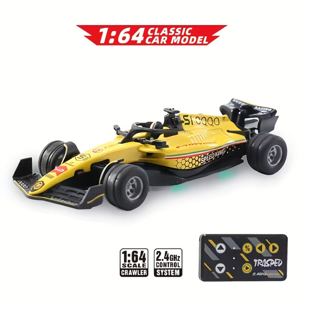 Mini RC Racing Car 1:64 Scale 2.4G Alloy Die-Cast 4WD Drift Toy Car with Lights & Adjustable Speed