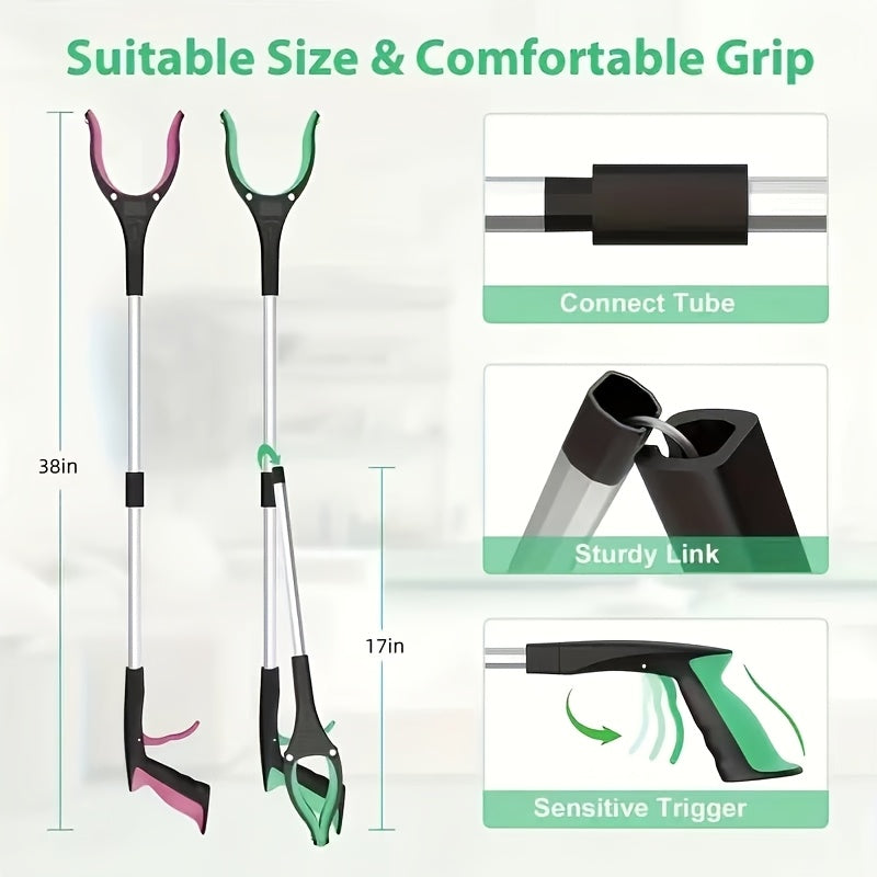 Grabber Tool Reacher 32-Inch Foldable Telescopic – 360° Rotating Jaws & Magnetic Tip Litter Picker, Lightweight Easy-Grip Reaching Tool