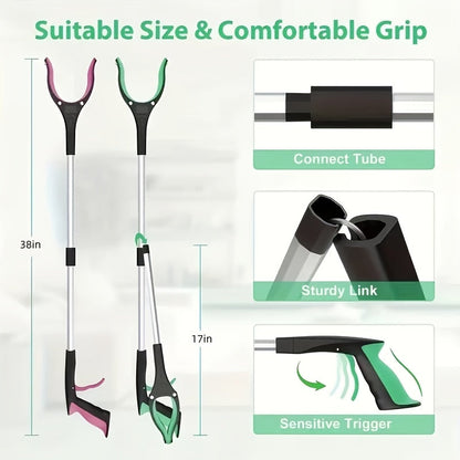 Grabber Tool Reacher 32-Inch Foldable Telescopic – 360° Rotating Jaws & Magnetic Tip Litter Picker, Lightweight Easy-Grip Reaching Tool