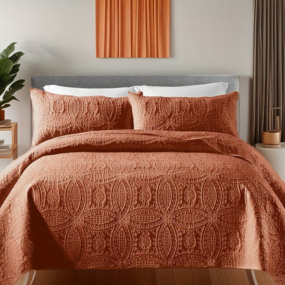 Quilt Set 3 Piece Soft Lightweight Bedding – Thin Bed Quilt with 2 Pillowcases for Bedroom Guest Room, Full Queen King