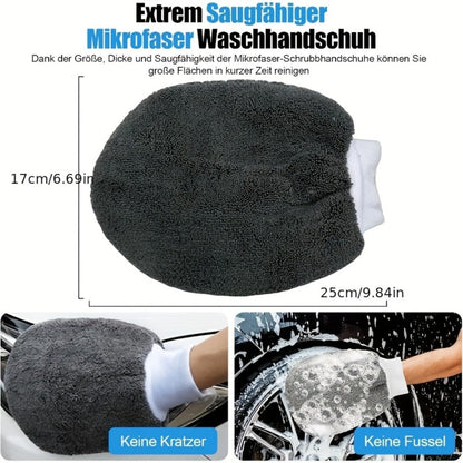 11-Piece Car Cleaning Kit with Microfiber Wash Mitts, Tire Brushes, Applicator Pads and Gray Storage Bag