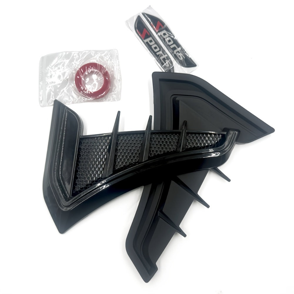 Decorative Shark-Gill Fender Vent Pair with Matte Black Finish, Adhesive Backing and 16 × 23 cm Size