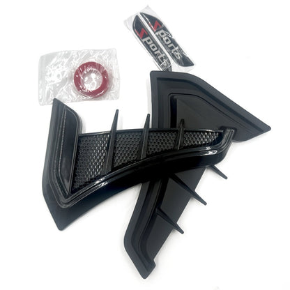 Decorative Shark-Gill Fender Vent Pair with Matte Black Finish, Adhesive Backing and 16 × 23 cm Size