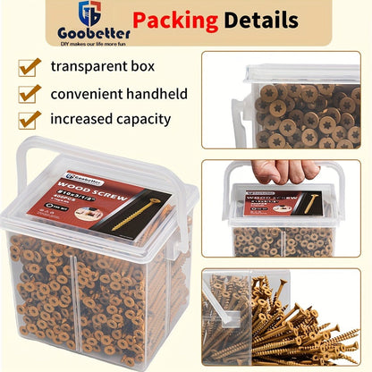 400pcs #10 x 3-1/2" Torx Wood Screws Yellow Ceramic Coating for Entryways, Bedrooms and Living Spaces