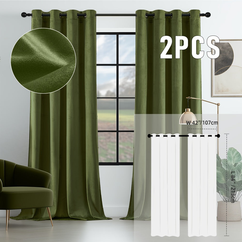 Velvet Room Darkening Curtains 2 Panels, Grommet Top Thermal Insulated Soundproof Blackout Curtains for Living Room Bedroom