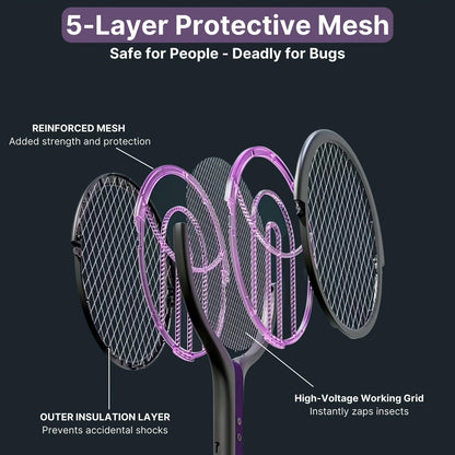 2-in-1 Mosquito Trap Lamp & Retractable Electric Fly Swatter Racket, USB Rechargeable Base