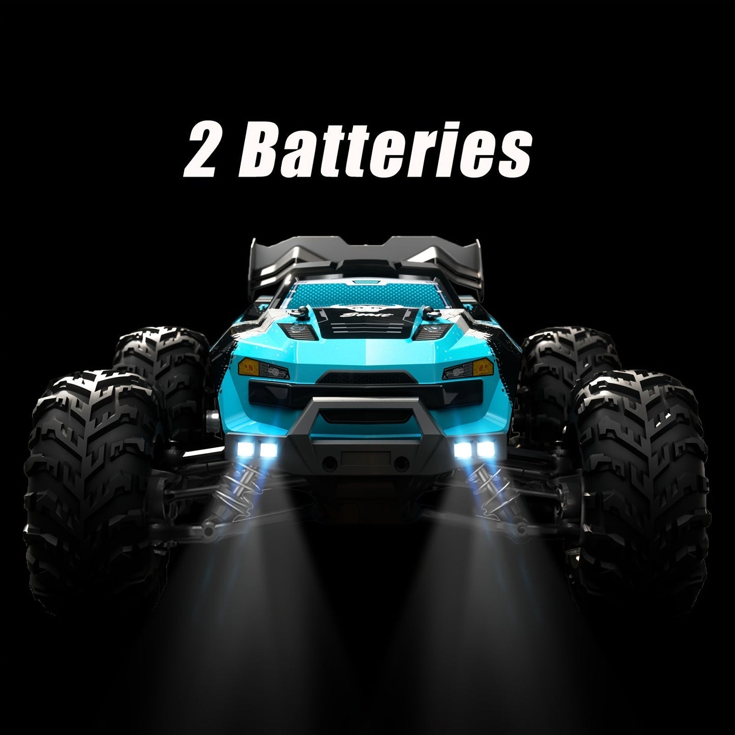 Remote Control Car, 1:16 4WD RC390 Off-Road Racer with 70 km/h Label, LED Lights and Two Batteries