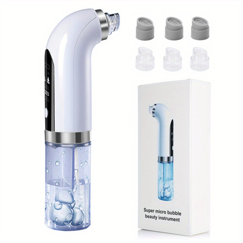 Pore Vacuum Blackhead Remover 6 Accessories 3-Speed Adjustable Suction USB Rechargeable for Bath Time, Home Spa and Personal Care