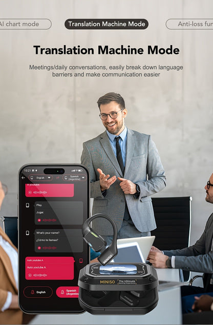 AI Translation Wireless Earbuds Real-Time 135 Languages Open-Ear Design Full-Color Touch Screen for an Everyday Personal Care Routine