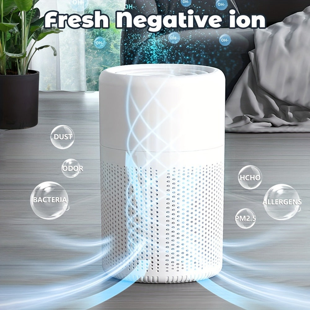 Air Purifier with Negative-Ion Function, Type-C Power, Blue Light, Aroma Box and 50 m3/h Airflow