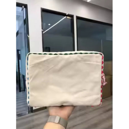 Large Capacity Lace Makeup Bag Women Elegant Floral Cosmetic Organizer Portable Travel Toiletry Bag Vanity Case Beige Birthday Bridesmaid