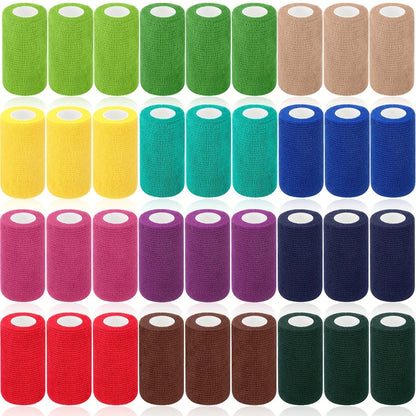Self Adherent Bandage Wrap 36 Pack – 4 Inch x 5 Yard Cohesive Elastic Athletic Tape, Breathable Self-Stick Wrap for Wrist Ankle Knee Joint