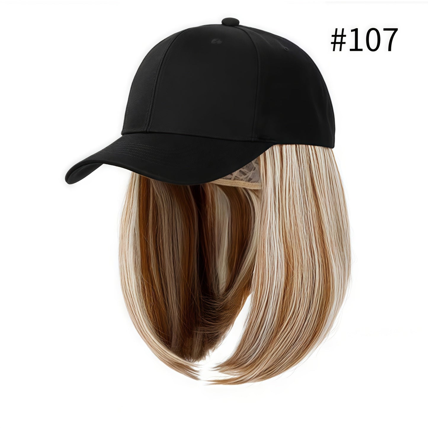 Baseball Cap Wig Women 2-in-1 Short Bob 12 Inch Glueless Synthetic Straight Breathable Adjustable Heat Resistant Natural Look Easy Wear 4