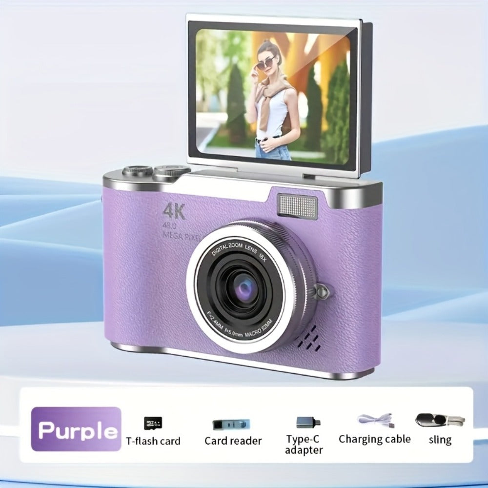 4K HD Digital Camera 2.4-Inch Flip Screen for Beginners Vlogging Photography Video Recording for an Everyday Personal Care Routine