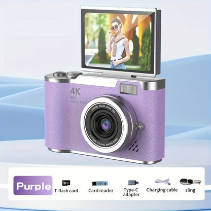 4K HD Digital Camera 2.4-Inch Flip Screen for Beginners Vlogging Photography Video Recording for an Everyday Personal Care Routine