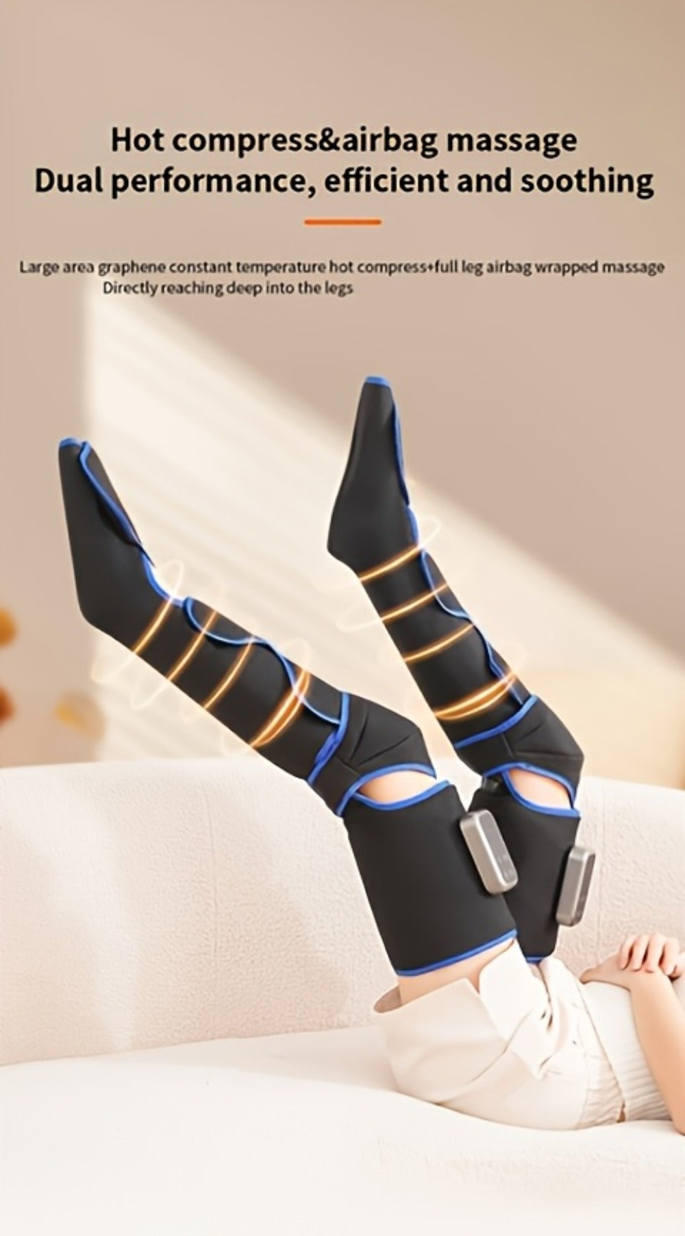 Leg Massager with Heat, Full Leg Air Compression Massager, 4 Modes Wireless Charging, Large Display