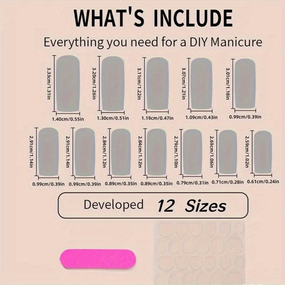Glue On Nails, 120-Piece Medium Almond Set with Gradient Holographic Finish, Jelly Glue and Nail File