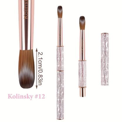 Kolinsky Nail Brush Pink Sparkling Metal Handle – Round Head Acrylic Nail Art Brush for Extensions & Manicure