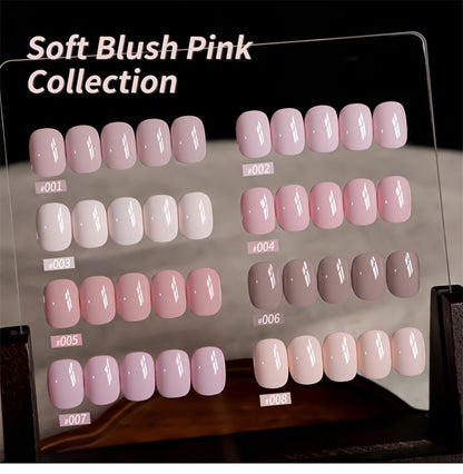 Gel Nail Polish 8-Color Gentle Pink Set in 0.51oz Bottles with Shades 001-008 and LED Soak-Off Cure for Nail Art