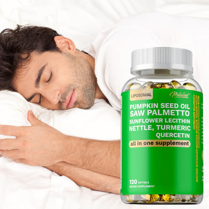Saw Palmetto Capsules with Pumpkin Seed Oil, Pygeum & Quercetin, Urinary, Bladder, Hair & Heart Health Support for Women & Men