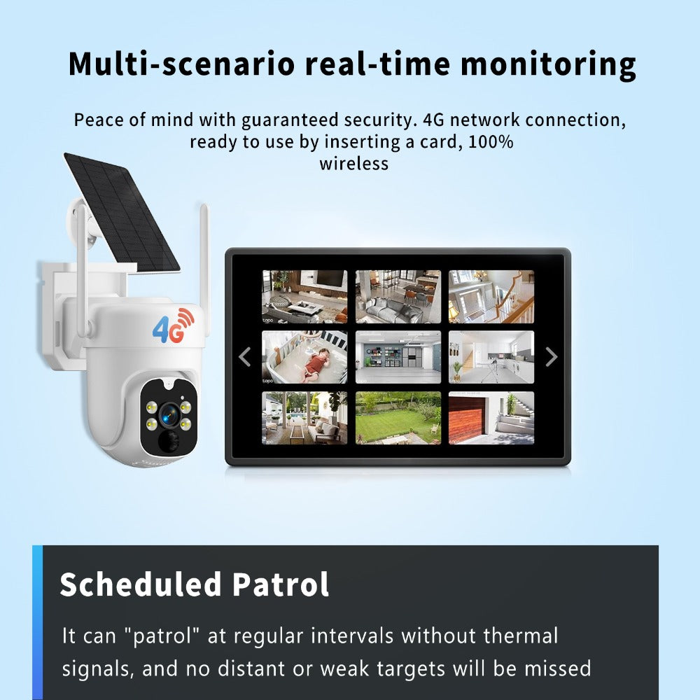 Solar Security Camera 4G Outdoor, AI Smart Alarm, Solar Powered, No WiFi & Wire-Free, 4G LTE Surveillance Camera for Farm