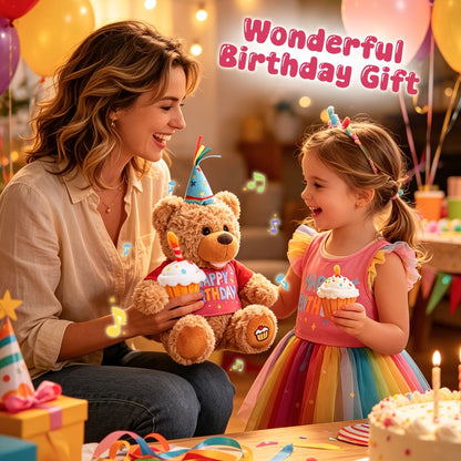 Singing Birthday Teddy Bear Plush Toy 13.5 Inch Interactive Stuffed Animal with the Listed Color, Size or Set Options for Everyday Use