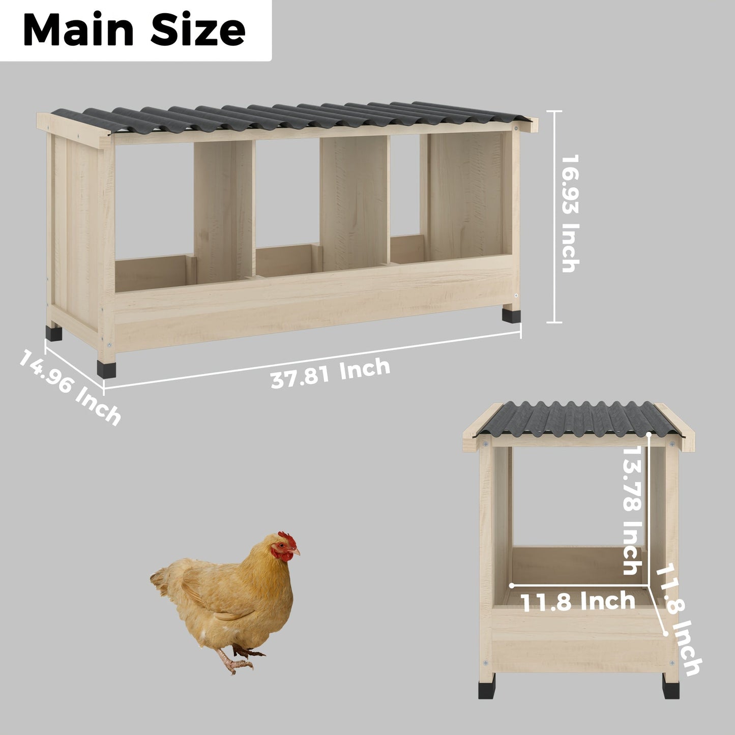 Walk-In Chicken Coop 96" Extra Large with Movable Fence, Outdoor Wooden Poultry Cage with Cover, Nesting Box & Walk-In Run for Farm