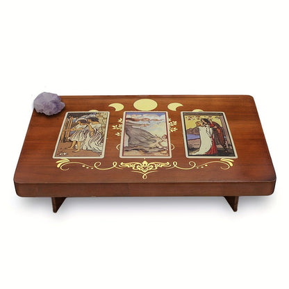 Crystal Display Stand Wooden Divining Table for Meditation Altar Witchcraft Decor - Bohemian Spiritual Tabletop Organizer for Crystals