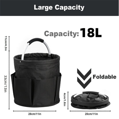 Foldable Cleaning Caddy Organizer 17L with Handle – Portable Collapsible Bucket Bag with 6 Pockets for Cleaning Supplies
