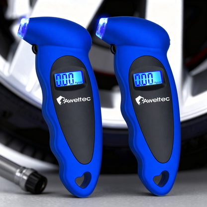 Digital Tire Pressure Gauge 2-Pack 150 PSI – Backlit LCD, 4 Modes PSI/Bar/KPA/Kgf, Non-Slip Grip for Car, Truck, Motorcycle & Bicycle