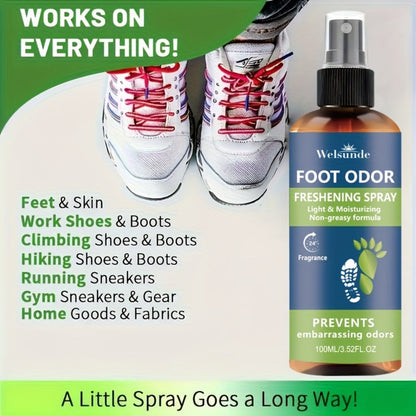 Foot & Shoe Deodorant Spray - Odor Control & Freshness, Quick-Absorbing Non-Greasy Formula, 100ml/3.52fl.oz
