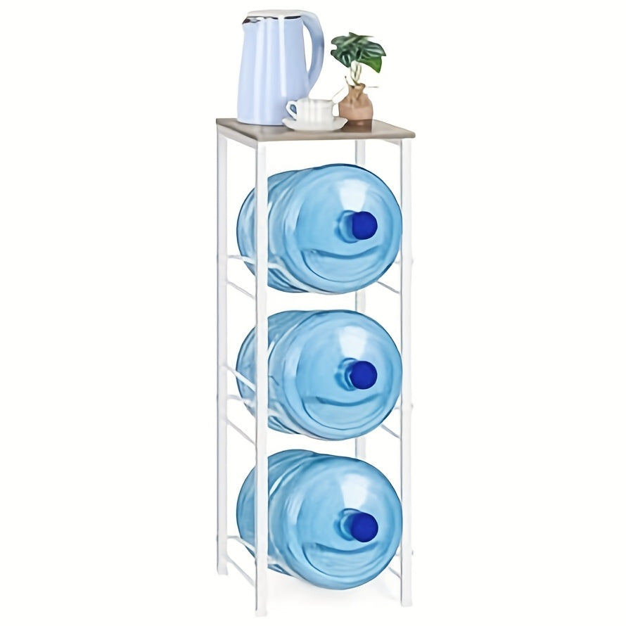 5-Gallon Water Jug Holder 3-Tier, Water Bottle Rack Organizer with Top Shelf & Adjustable Legs for Kitchen