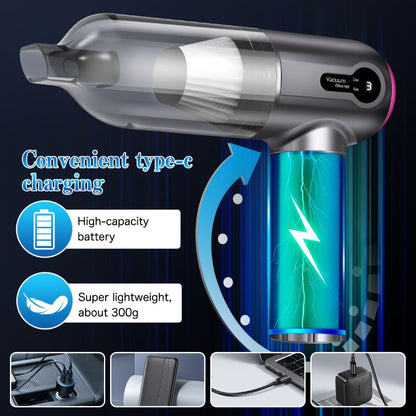 Cordless Car Vacuum Cleaner USB Rechargeable, Powerful Handheld Vacuum with Blow & Suction, Multiple Accessories for Car