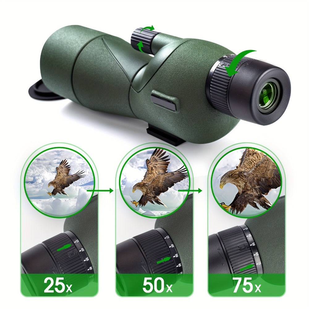 25-75x60 Spotting Scope with Tripod, Carrying Bag & Smartphone Adapter, High-Power Variable Zoom Scope for Target Shooting