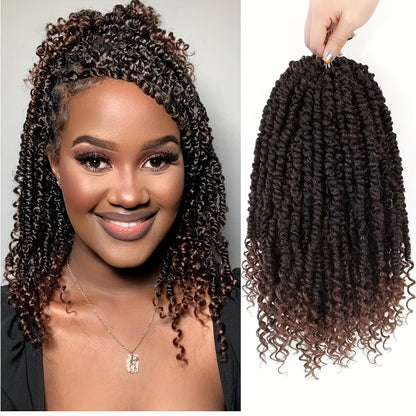 Pre-Looped Passion Twist Crochet Hair 8 Packs Pre-Twisted Curly Ends Bohemian Short Twist Braids