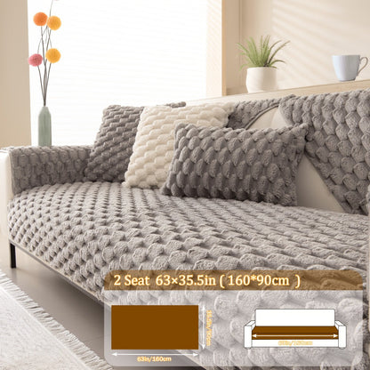 Sofa Cover 35.5-Inch Fuzzy Polyester Single-Piece Pad with Silicone-Dot Backing for 2 to 4 Seats