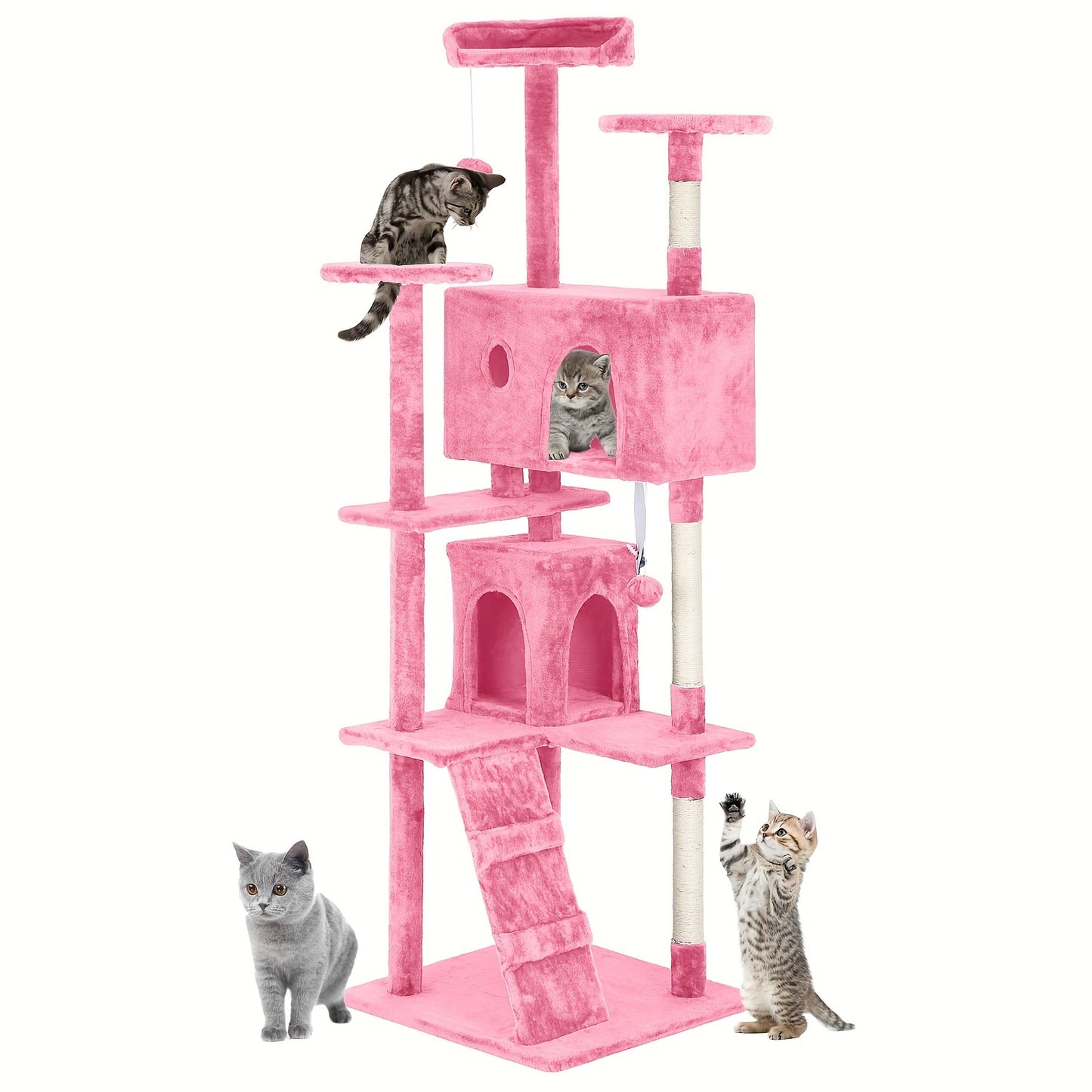 Cat Tree Tower Multi-Layer with Scratching Post, Perch Platforms & Cat Apartments – Tall Cat Climbing Frame for Indoor Cats