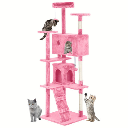 Cat Tree Tower Multi-Layer with Scratching Post, Perch Platforms & Cat Apartments – Tall Cat Climbing Frame for Indoor Cats