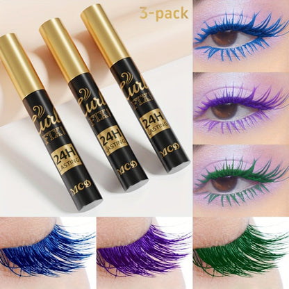 Colorful Mascara Set 3-Piece Bright Shades with Eyebrow Pencil Eyeshadow Pencil & Waterproof Eyeliner