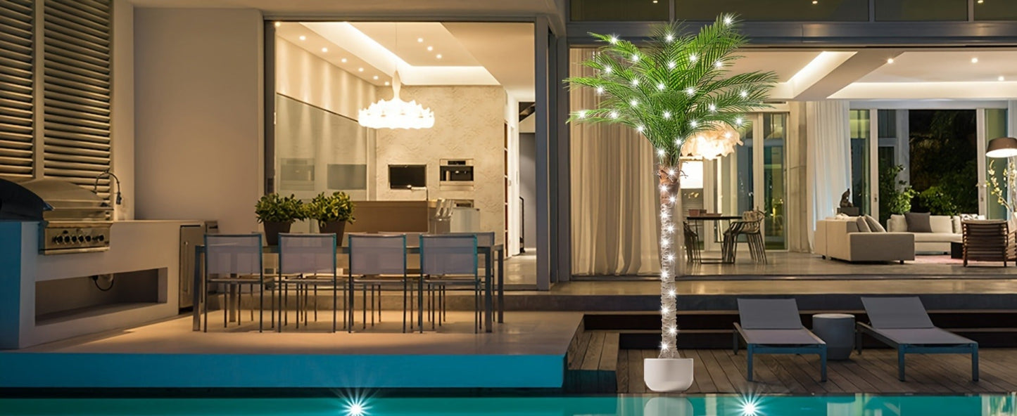 Large Artificial Palm Tree 7ft 8ft 9ft, UV Resistant Faux Tropical Palm Tree with Realistic Leaves for Outdoor Patio Garden Yard