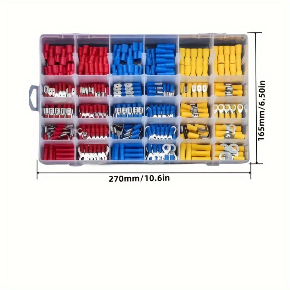 480PCS Wire Terminals Kit, Insulated Crimp Connectors Set with Butt, Ring, Spade & Fork Terminals for Automotive