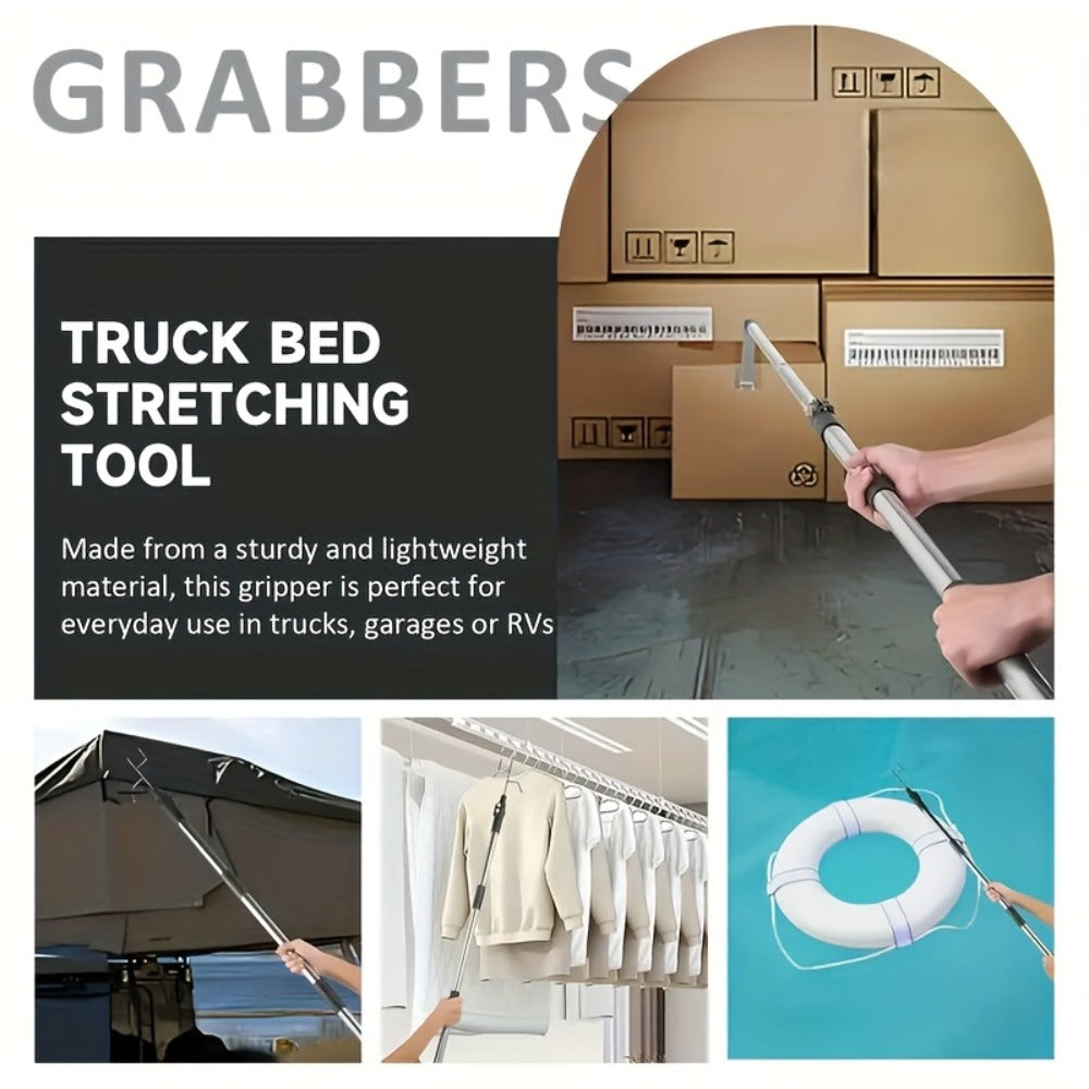 Telescopic Truck Grab Bar Set Stainless Steel Adjustable Length Anti-Slip Grips 59 Inch for Pickups Trucks Trailers Warehouses Construction
