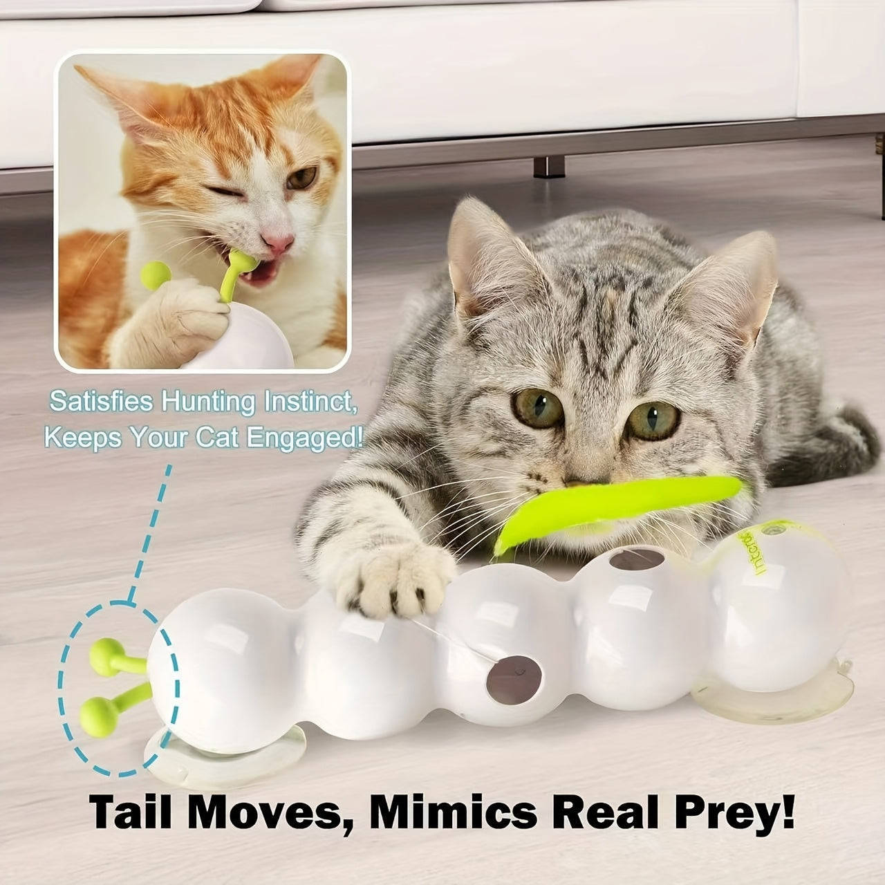 Automatic Caterpillar Cat Toy Interactive Electric Teaser for Indoor Cats – Self-Moving Worm Chasing Toy Stimulates Hunting Instincts Keeps
