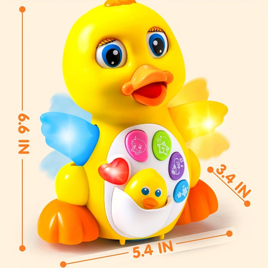 Musical Walking Duck Toy with Five Front Buttons, Flashing Wings and Rotating Wheel Base Pictured