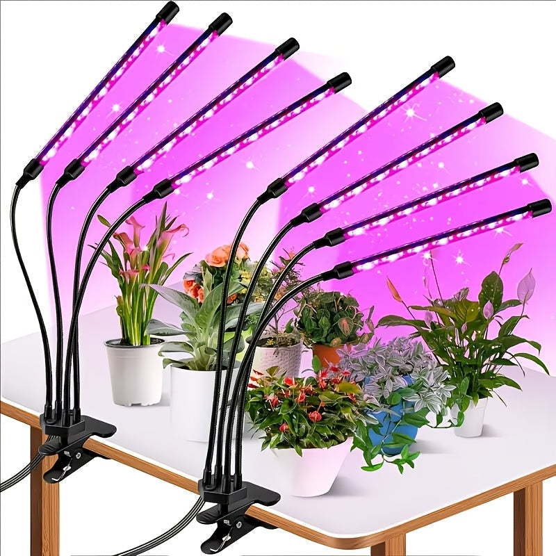 Clamp-On Red Blue LED Plant Lamp with 3, 4 or 5 Flexible Light Bars and USB Control for Shelves
