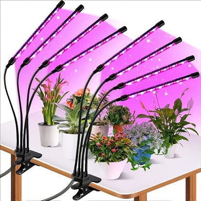 Clamp-On Red Blue LED Plant Lamp with 3, 4 or 5 Flexible Light Bars and USB Control for Shelves